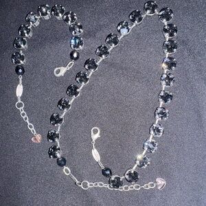 Sabika Elegant Silver and Black Austrian Crystal Necklace